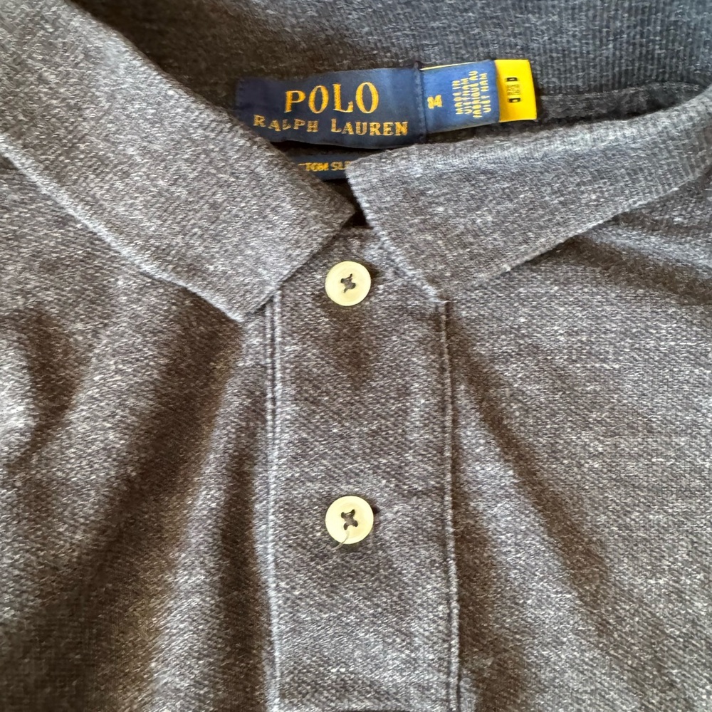 Men Ralph Lauren slim fit long sleeve polo shirt -color charcoal